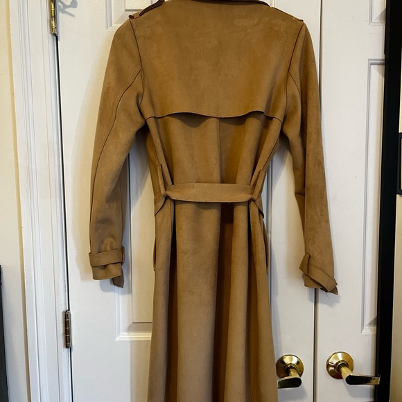 Zara Faux Suede Tan Coat Size Small - Picture 2 of 3